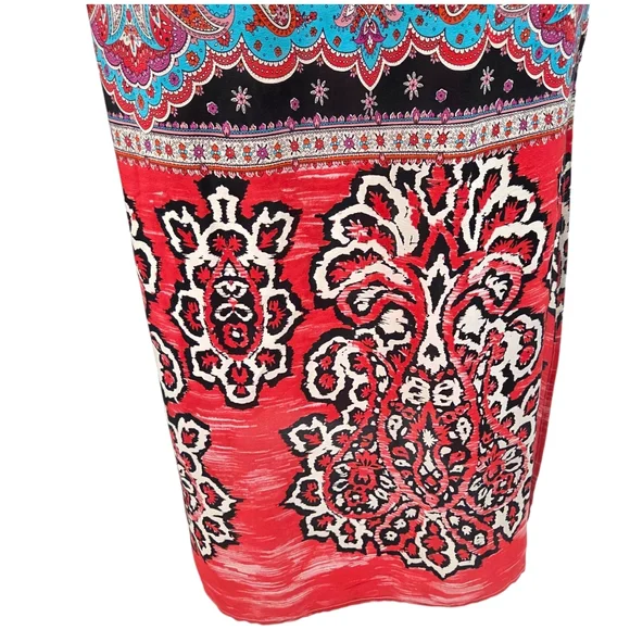Anthropologie Vanessa Virginia Silk Maxi Dress Womens 2 Red Black Eclectic Artsy - Picture 7 of 12